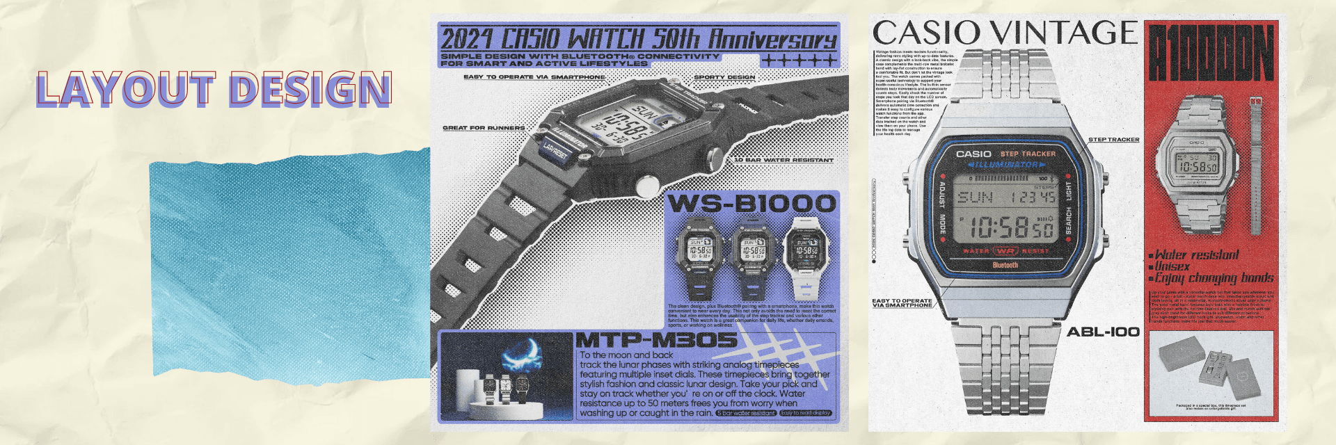 CASIO Vintage Watches 50th Layout Design Banner